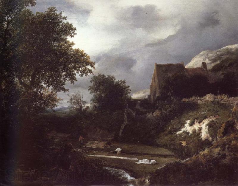 Jacob van Ruisdael Bleaching Ground in a hollow by a cottage Spain oil painting art